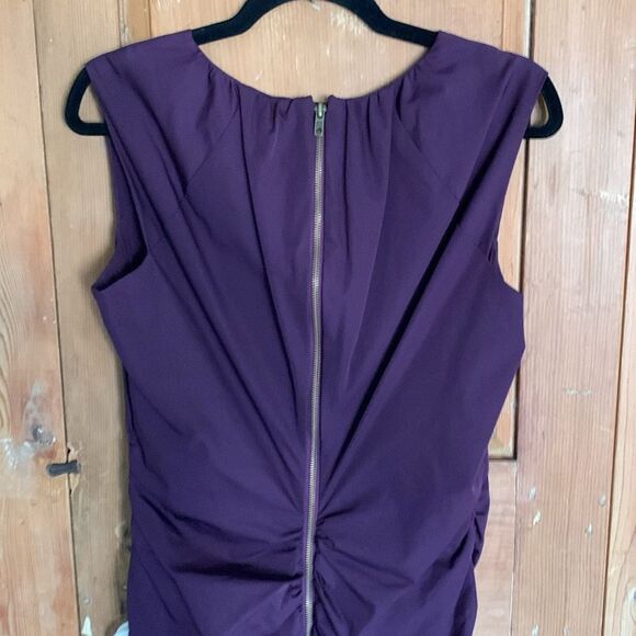 Diane Von Furstenberg Tulipan sleeveless plum ruched midi dress NWT - Picture 7 of 11